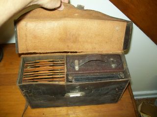 Antique Folding Camera With Case And Wood Plate Holders