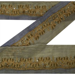 Sanskriti Vintage Deco Sari Border Hand Beaded Craft Ribbon Purple Zardozi Lace
