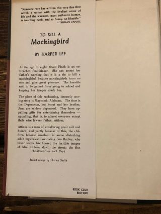 TO KILL A MOCKINGBIRD Harper Lee 1960 First Edition Book Club Hardcover.  Signed 3