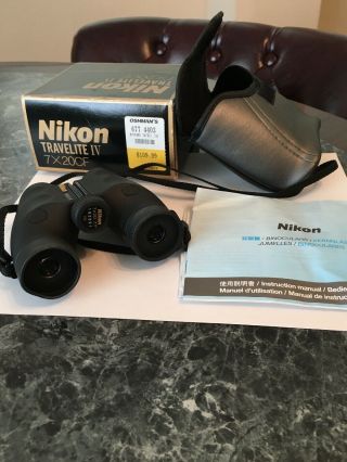 Vintage Nikon Travelite Iv Binoculars 7320 W/case Box & Instructions