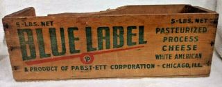 Vintage Pabst - Ett Blue Label White American Cheese Box Chicago Il 5 Lbs Net