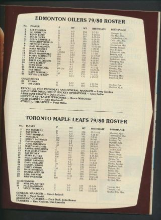 1979 - 80 Vintage Edmonton Oilers Hockey Program Jan 26/80 Gretzky Cover Toronto 2
