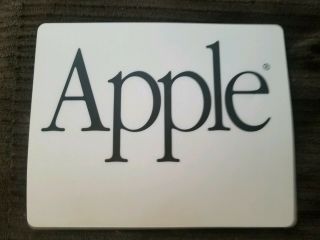 Vintage Apple Mousepad Text Logo Grey Black 9 X 7