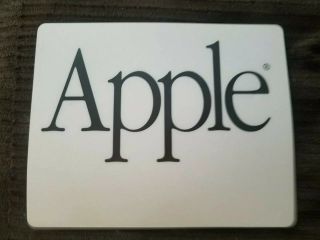 Vintage Apple Mousepad Text Logo Grey Black 9 x 7 4