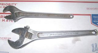 Vintage Adjustable 2 Heavy Duty Large Wrenches 15,  18 Inch