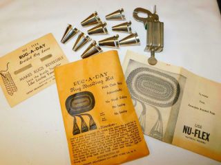 Vtg Rug A Day Braiding Kit 6 Braiders Clamp Lacer Instructions Nu - Flex Seligman