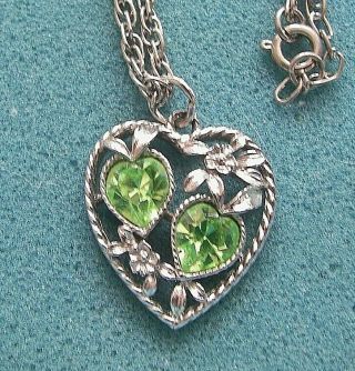 " Love Story " August Birth Stone Necklace - Sarah Coventry Jewelry - Sara Cov Vtg