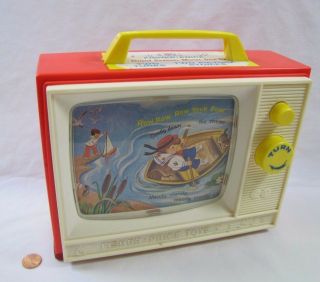 Vintage 1966 Fisher Price Toys Giant Screen Music Box Tv Two Tunes Tv 114