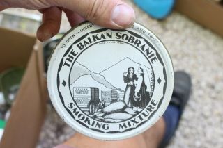 Vintage The Balkan Sobranie Tobacco Tin Can Advertising