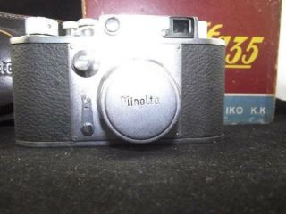 Rare Minolta 35 Rangefinder Camera w/Super Rokkor 2.  8 f=45mm Lens/Case - Repair 3