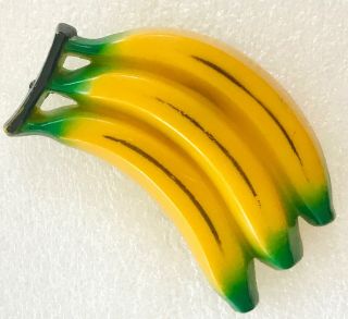 Vintage Pop Art Bananas Hand Painted Early Plastic Pin Brooch