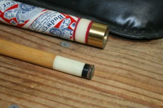 Vintage 21 oz Budweiser Pool Cue Stick w/Case Red Made In Taiwan 5
