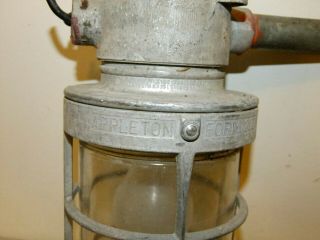 Vintage Appleton Form 200 Explosion Proof Industrial Light Fixture w/Cage,  Glass 2