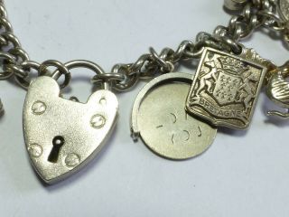 Vintage Sterling Silver Charm Bracelet With Heart and 20,  CHARMS 60g 20cm cb8 2