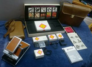 Polaroid Sx 70 Instant Land Camera Brown Leather Instant 1 Boxes Of B & W Film