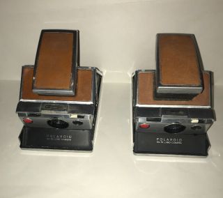 2 Polaroid Sx - 70 Land Camera Alpha 1 – – Stainless Steel/tan Body