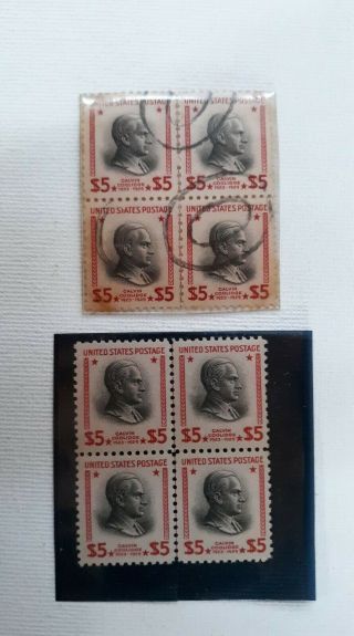 Calvin Coolidge $5 Stamps Vintage Stamps 1923 - 1929 Us Stamps