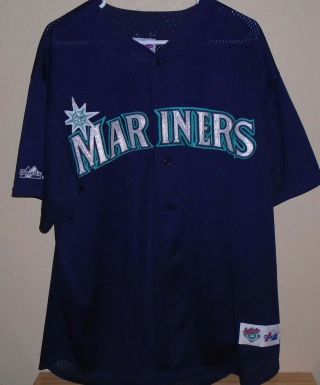 Vintage Jay Buhner Majestic Seattle Mariners Baseball Jersey Large