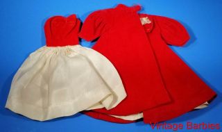 Barbie Doll Red Flare 939 Coat & Silken Flame 977 Dress Vintage 1960 