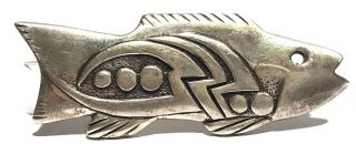 Vintage Silver Pacific Northwest Artisan Salmon Figure Sculpture Brooch Pin