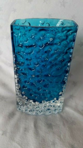 Vintage " Whitefriars " Small Turquoise Glass Vase - 11.  5 Cm Tall - Geoff Baxter