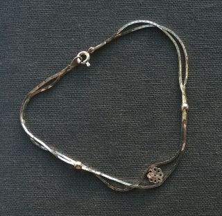 Vintage Silver Bracelet 7.  5 " Solid 925 Sterling Herringbone