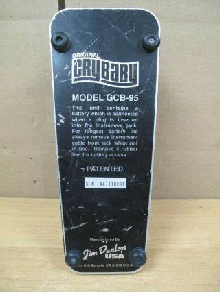 Vintage Cry Baby Wah Pedal Gcb - 95 Early Dunlop 1986 Wave Logo