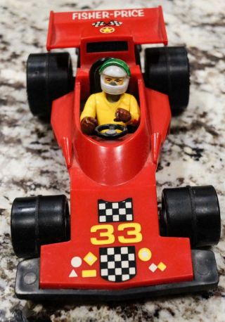 Vintage Fisher Price Toys Plastic Red Race Car No.  33 1975 With Driver