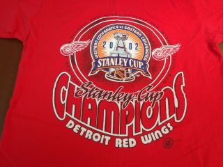 Vintage Detroit Red Wings 2002 Stanley Cup Champions Nhl T - Shirt Large A11
