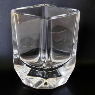 Kosta Boda Sigurd Persson Signed Vase Crystal Diamond Shape 7.  25 " Sweden Vintage