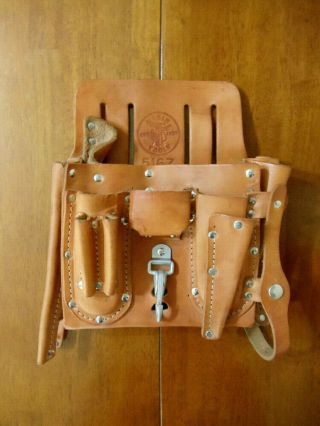 Vtg Klein 5167 Brown Leather Electrician 11 Multi Pocket Tool Belt Pouch Lineman