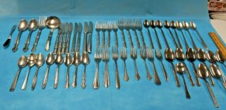 54 Pc Silverware Stainless Steel Flatware Vintage For Use Or For Crafts
