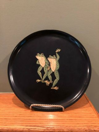 Vintage Couroc 10 1/2 " Round Tray Plate Frogs
