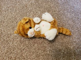 Russ Berrie Tabby Kitty Cat Plush Stuffed Animal Orange White Kitten 7607 7 " Vtg