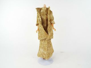 Vintage Barbie Or Clone Doll Clothes Gold Gown Dress With Jacket Coat