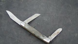 Vintage Buck 307 3 Blade Stockman Black Sawcut Handles Knife Estate Find