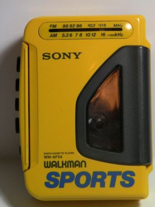 Vintage Yellow Sony Sports Walkman.  Wm - Af54.