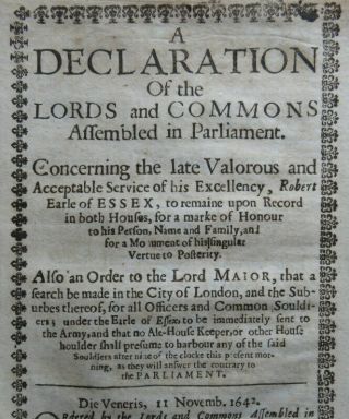 Devereux Essex 1642 Appointed Commander Parliamentarian Army English Civil War