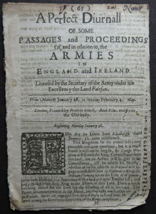 ENGLISH CIVIL WAR NEWS 1650 PARLIAMENT ARMY Cavaliers RUSHWORTH Pecke FAIRFAX 2