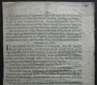 ENGLISH CIVIL WAR PAMPHLET 1642 PARLIAMENT Pecke FEBRUARY MARCH News BISHOPS 12