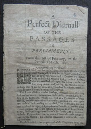 English Civil War Pamphlet 1642 Parliament Pecke February March News Bishops