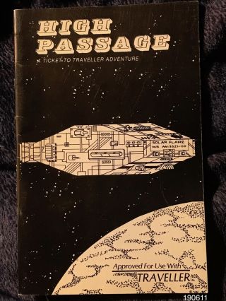 Vintage 1981 High Passage 1 Traveller Game Ticket To Adventure Rpg Role Playing