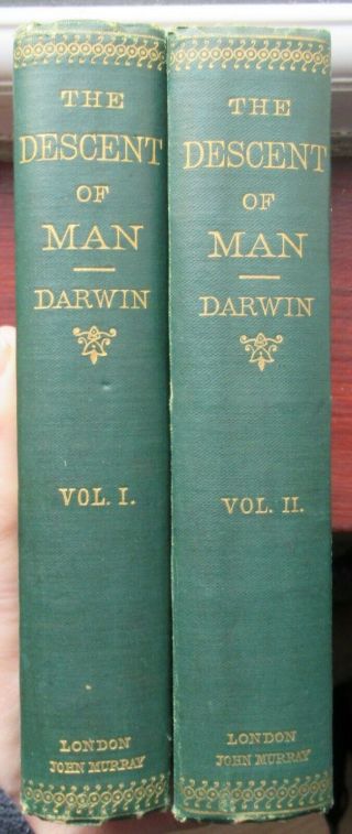 Charles Darwin - The Descent Of Man - 1871 U.  K.  2 Vol 1st Hb John Murray