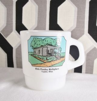 Rare Vtg Collectible Elvis Presley Milk Glass Coffee Mug Cup Memorabilia