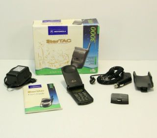 Vintage Motorola Startac 3000 Series Flip Phone With 2 Batteries,  Charger