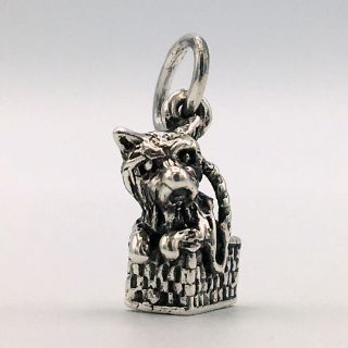 Vintage Sterling Silver Charm Wizard Of Oz Toto In A Basket Necklace Pendant 3d