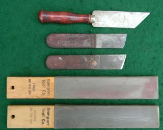 3 Vintage Leather Knifes C S Osborne & Unmarked