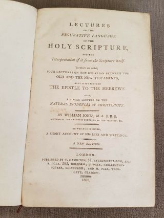 A Course Of Lectures On The Figurative Language Of The Holy Scripture Jones 1808
