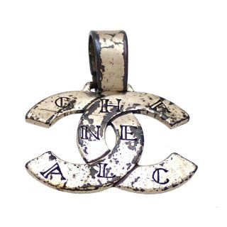 Authentic Vintage Chanel Necklace Cc Logo Pendant Silver Color Ne2206