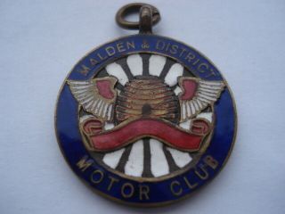 1930s Vintage Malden & District Motor Club Enamel Medallion